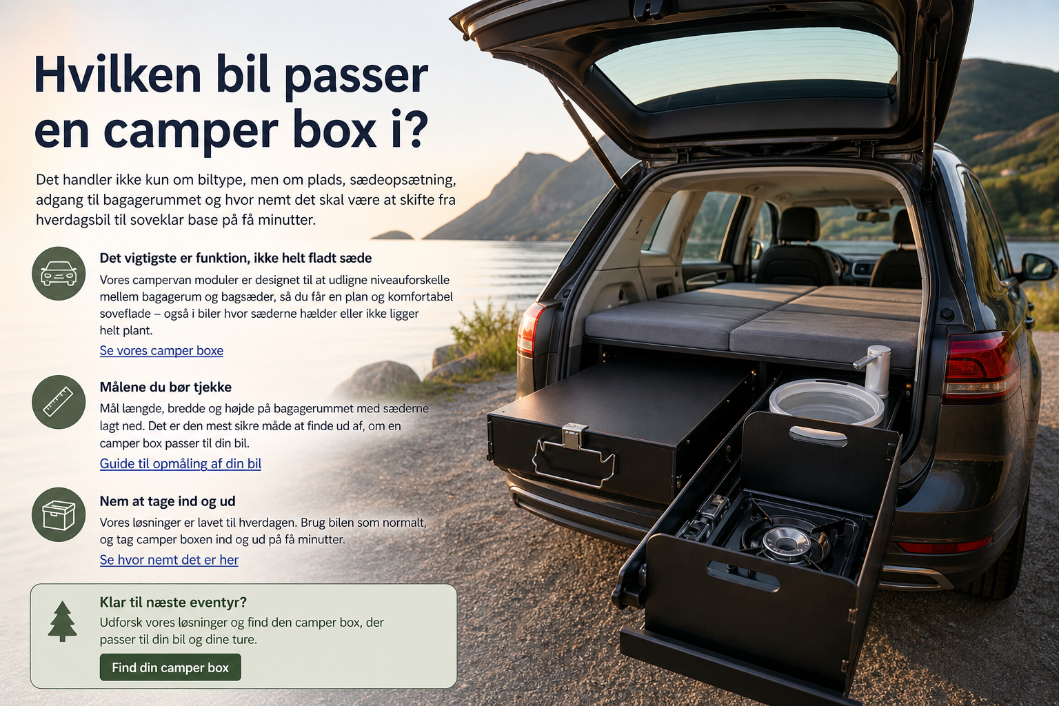 Hvilken bil passer til camper box?