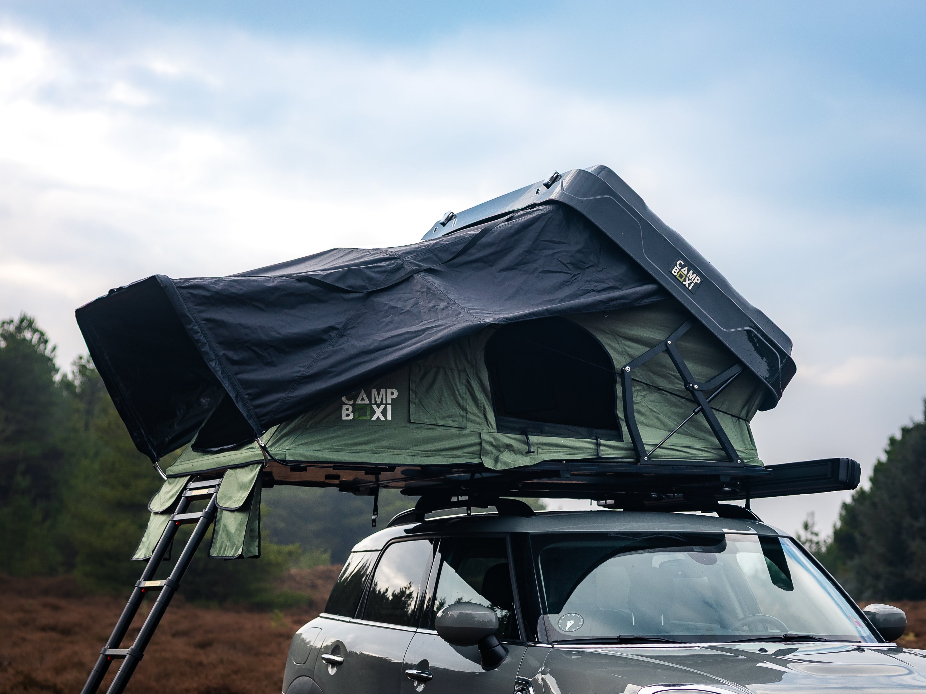 CampBoxi Nest 160 tagtelt - Alt-i-ét tagtelt | Hydraulisk åbning | Integrerede vinduesstænger