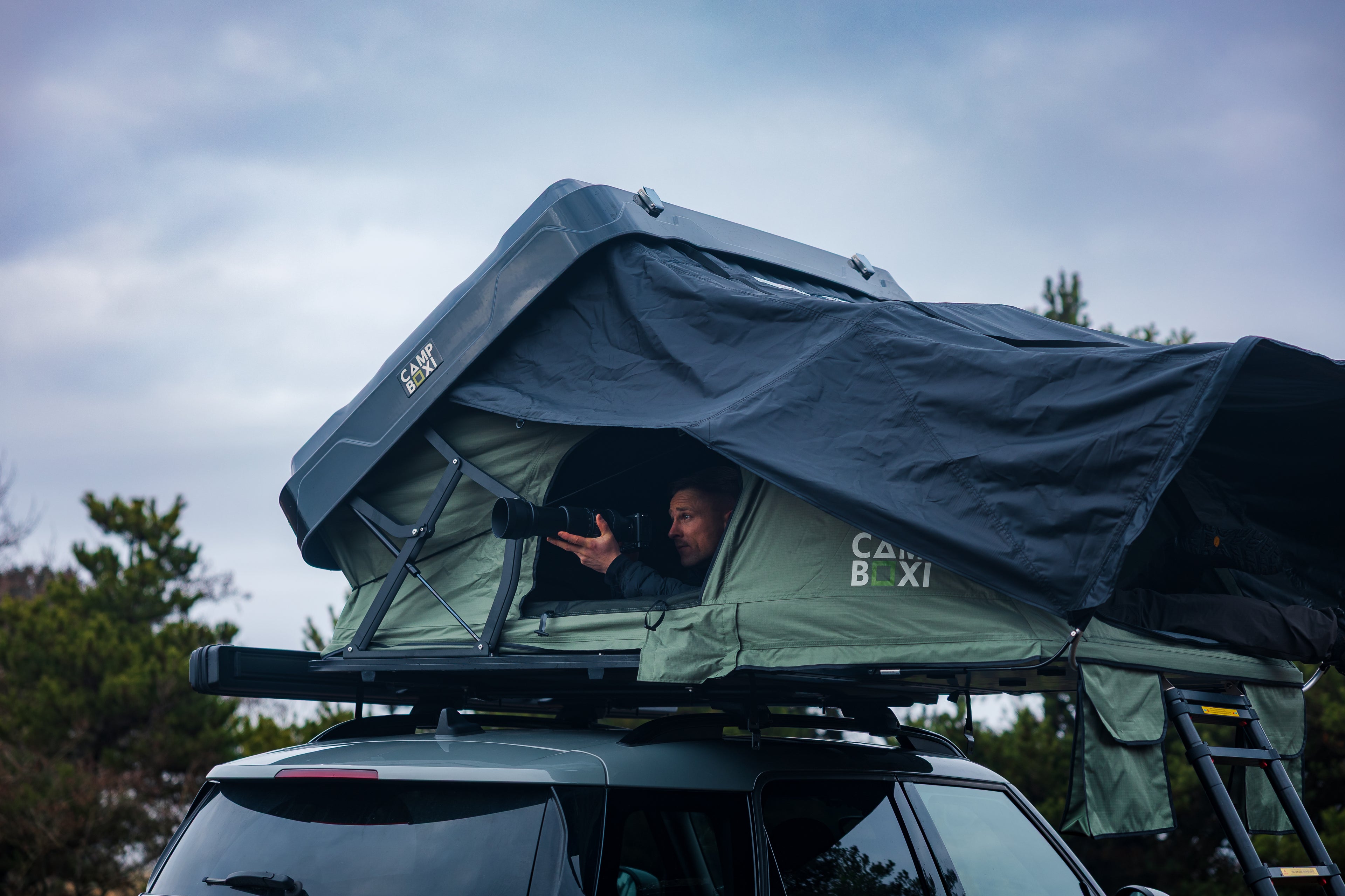 CampBoxi Nest 160 tagtelt - Alt-i-ét tagtelt | Hydraulisk åbning | Integrerede vinduesstænger